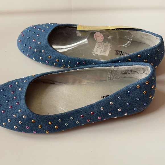smartfit Girls Denim Studded Flats Size 3 Girls - Picture 4 of 7